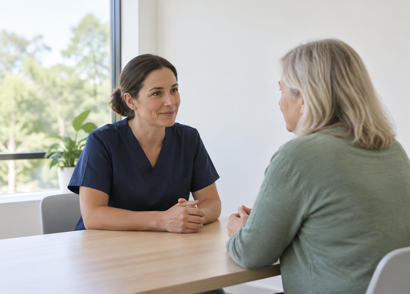 A practitioner discussing results with a patient